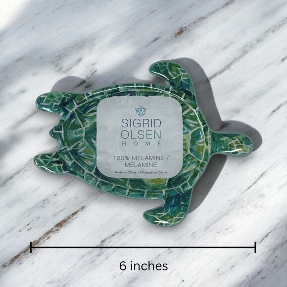 Sea Turtle Melamine Ocean Shaped Appetizer Tidbit Plates Sigrid Olsen Set of 4 - Picture 3 of 4